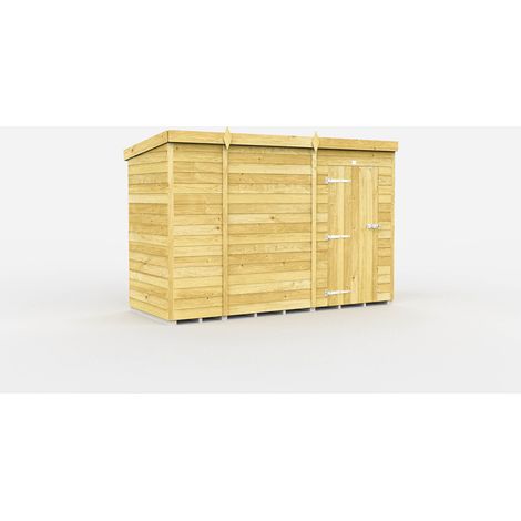 10 x 4 Feet Pent Shed - Single Door Without Windows - Wood - L118 x W302 x H201 cm