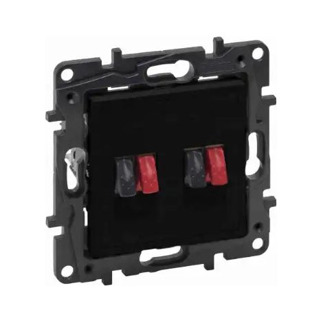 Módulo NILOE STEP NEGRO, conector para altavoz de alta fidelidad, 2 terminales de 4 mm², 863586