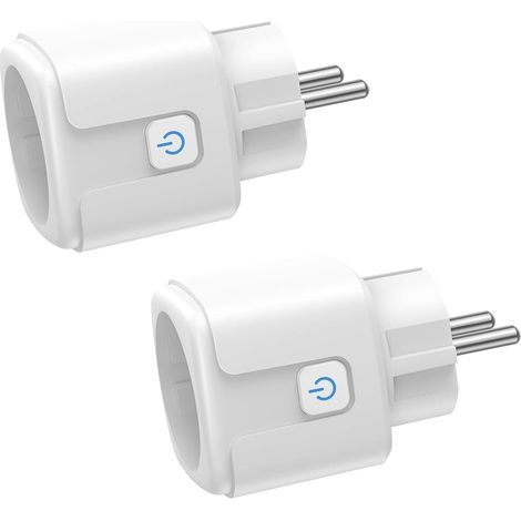 Prise Connectée WiFi, 2 Pièces Prise Intelligente 16A 3680W, Prise WiFi avec Mesure de Consommation Électrique, Contrôle à Distance, Commande Vocale, Compatible avec Alexa & Google - pour la France (1/4)