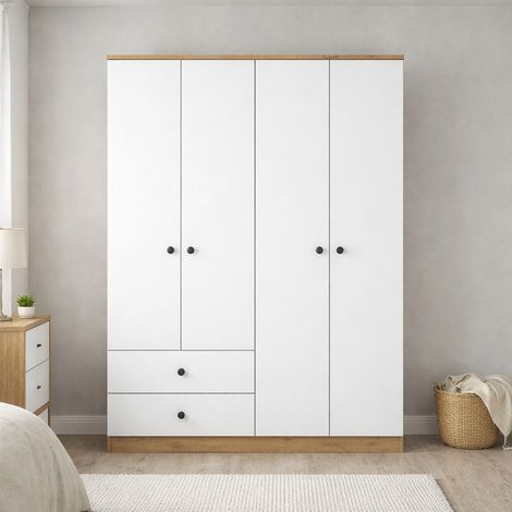 Kleiderschrank Walnussweißes Melamin – Hängen und legen – 120 x