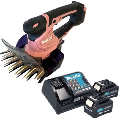 Makita UM 600 DSM2P Akku Grasschere 12 V max 160 mm Pink + 2x Akku 4,0 Ah + Ladegerät