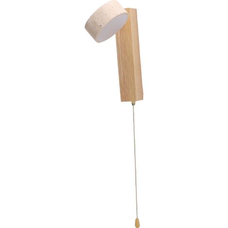 Applique murale LED en bois de chêne et pierre travertin, luminaire moderne et pivotant, décoration artistique pour entrée, couloir, chambre, salle de bain, couleur bois (1/5)