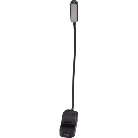 Wiederaufladbare USB-Leselampe mit Clip, 3 Helligkeitsstufen, 8 LEDs, Augenschutz, Einschlafhilfe, schwarz (1/5)