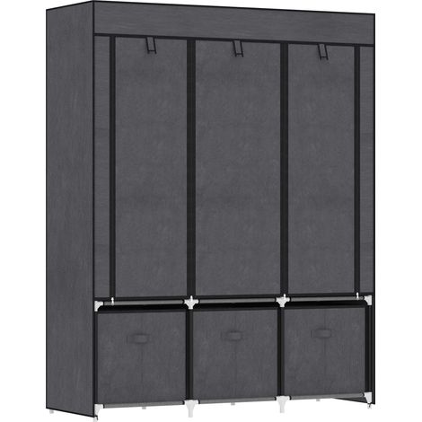 Armadio Guardaroba da Campeggio 125x43x162,5 cm con Cassetti e Ante Avvolgibili con Zip Grigio Scuro (1/5)