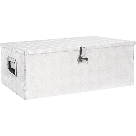 Caja de almacenaje de aluminio plateado 90x47x33,5 cm vidaXL