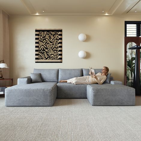Canapé d'angle modulaire sans armature 270 cm, avec méridienne en forme de L, canapé modulaire moderne, avec assise profonde, aucun montage requis, canapé compressé pour salon, chambre, appartement, g (1/5)