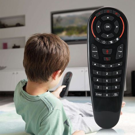 Télécommande Intelligente Noire avec Capteur de Mouvement et Contrôle Vocal sans Fil 2.4G