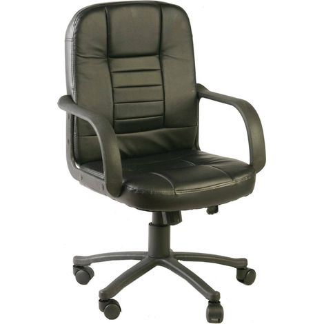 Dmora - Silla de oficina Dmelar, Silla ejecutiva con reposabrazos, Silla de oficina ergonómica, Negro, 56x59h88/99 cm (1/3)