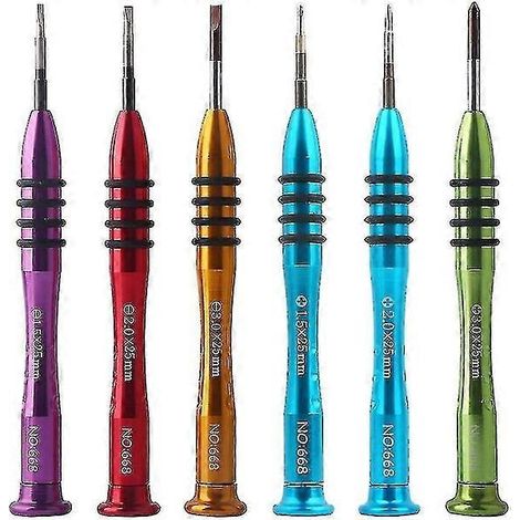 Kit de tournevis cruciformes et plats de 1,5 mm, 2 mm et 3 mm pour l'électronique - Embout magnétique, poignée ergonomique, capuchon flexible (1/5)