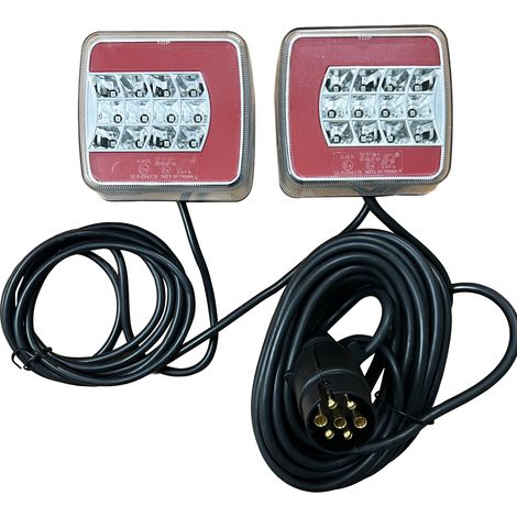Feux led magnetiques pour remorques cable 7.50 m + 2.5 m prises 7 plots