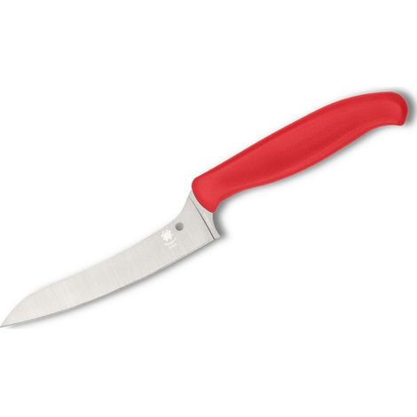 Spyderco STE-K14PRD Mehrzweck-Küchenmesser Z-Cut mit Drop Point 10,9 cm lange glatte Klinge CTS BD1N Stahl mit Polypropylen Griff rote Farbe