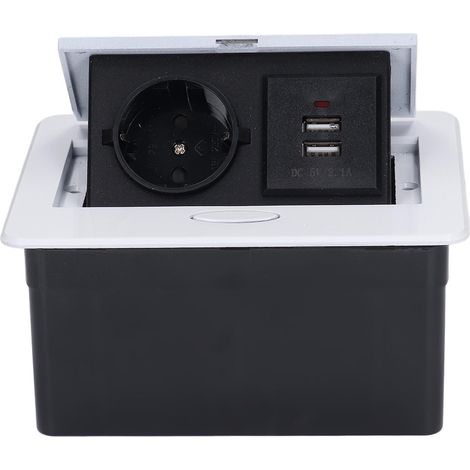 Prise escamotable étanche double USB + prise standard européenne, encastrée sans amortisseur, AC250V, avec réf. 1013220356611 (1/5)