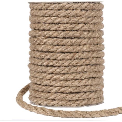 Corda di iuta spessa 20 m, spago di canapa da 10 mm per imballaggio, decorazione domestica e giardinaggio. (1/5)