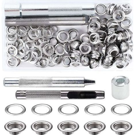 Kit de Grommets Eyelets Outils Metal Grommet Kit Oeillet avec Outils Oeillet pour Toile Bâche Tente de Réparation (8MM) (1/5)