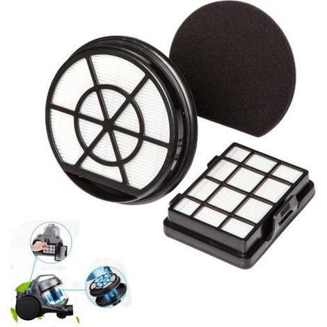 1 pièce - accessoires de filtre de remplacement - accessoires de filtre -1 pré-filtre (type éponge 14,7 × 14,7 × 2,5 cm) + 1 post-filtre (11,6 × 8,7 × 2,8 cm) - filtre HEPA - noir (1/5)