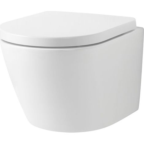Primaster Wand WC spülrandlos Kea Tiefspüler weiß inkl. WC Sitz Wand-Tiefspül WC (1/3)