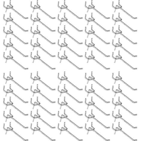 Lot de 50 crochets pour panneau perforé, crochets pour étagère murale, pour présentoir, garage, rangement d'outils, crochets de suspension pour étagère murale (1/5)