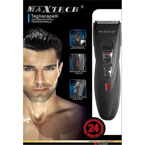 TRADE SHOP - Tagliacapelli Rasoio Uomo Elettrico Ricarica Professionale Maxtech Ta-ca001 -