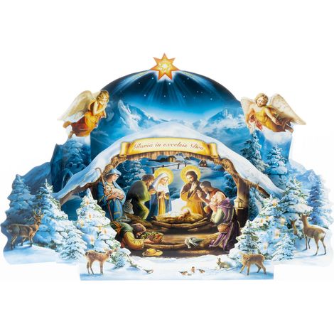 Grande presepe di carta con brillantini (1/4)