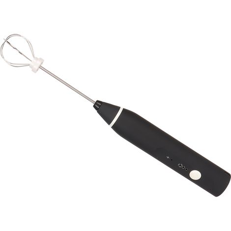 Mousseur à lait rechargeable en acier inoxydable 304, appareil portatif, fouet électrique sans fil, mélangeur à boissons rechargeable (noir avec crochet) (1/5)