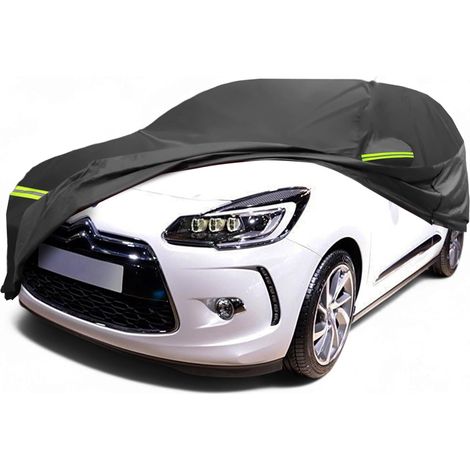 Housse Voiture pour Ds3 09-15 1pc Toutes Saisons Matériau 210D-PU, Couleur Noir, Coupe-Vent, Protection Pluie Neige Soleil, Fermeture Éclair Conducteur (1/5)