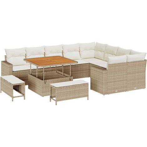 Maison Exclusive - Gartensofa-set mit Kissen 13 pcs Beige und Cre