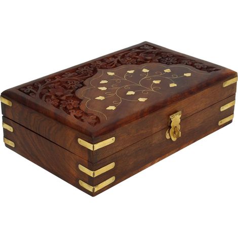 [PRODUIT RECONDITIONNE] Ajuny Boîte à bijoux en bois massif