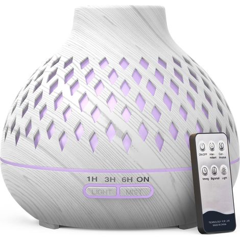 Diffuseur aromes huiles essentielles 7 led humidificateur ultrason bureau et yoga 400ml blanc (1/5)