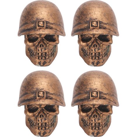 Quatre bouchons de valve de pneu universels en forme de crâne, anti-oxydation, adaptés aux voitures, camions, vélos, motos et cyclistes, couleur bronze. (1/5)