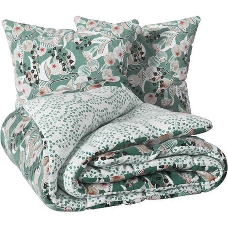 Set di biancheria da letto vegetal marin 240x220cm in cotone stampato - Atmosphera créateur d'intérieur