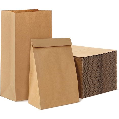 Geschenktüten aus Kraftpapier, 50 Stück, 13x24x8 cm, ideal für Weihnachts-, Geburtstags- und Kinderpartyverpackungen.