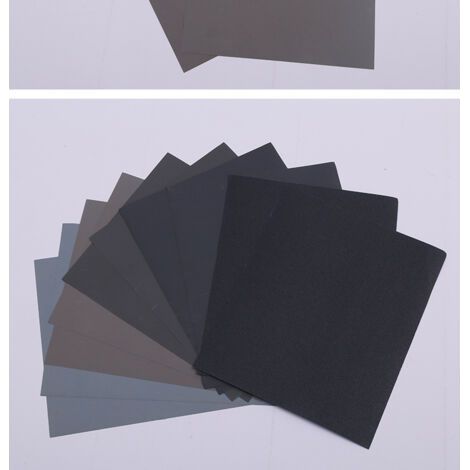 Lot de 12 Papier de Verre, Papier Abrasif 23 x 28cm à Sec à l'Eau 1000/1500/2000/3000/4000/5000 (2Feuilles/Grains (1/5)