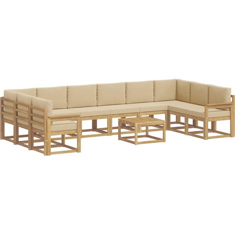 Set di divani da esterno 11 pz Bianco e Beige vidaXL (1/5)
