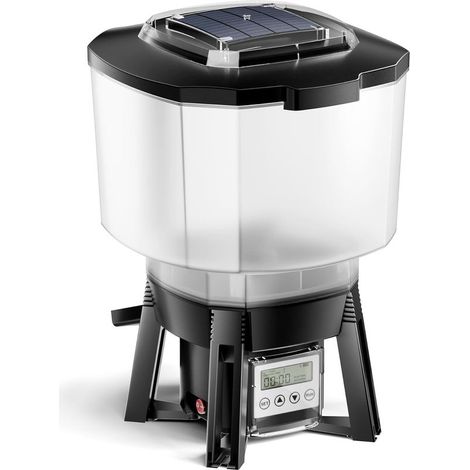 CFF-206 Distributeur Automatique Alimentaire Solaire - 275 x 252 x 420 mm/capacité 6 l - pour Nourriture de Poissons - programmable 1-6 Repas par Jour (1/5)