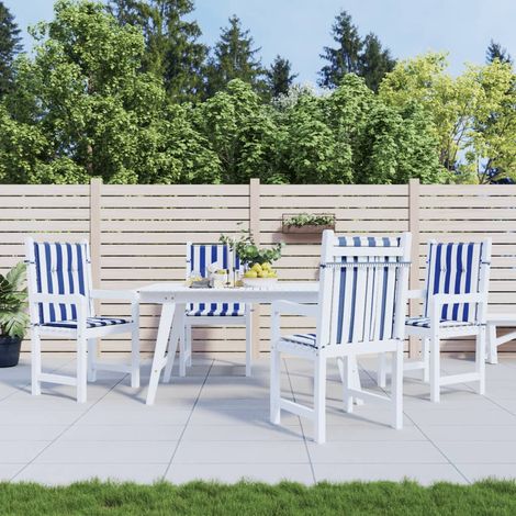 Coussins de chaise à dossier bas lot de 4 rayures bleu et blanc (1/5)