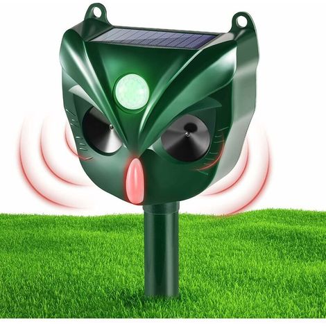 Répulsif pour chats, répulsif solaire pour animaux, chasseur de chiens à ultrasons, dispositif de dissuasion à énergie solaire pour l'extérieur, 5 modes, répulsif pour oiseaux, rats, chats, chiens, éc (1/5)