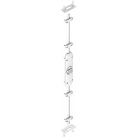 Store Menuiserie – Crémone à bouton blanc 2500mm – Mécanisme de verrouillage robuste – Pour ventail à déplacement horizontal – Installation facile (1/2)