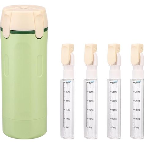 Travel Toiletry Bottle, Refillable Waterproof and Portable Travel Dispenser Bottle Transparent with Graduations Labels for Shampoo, Lotion, Conditioner and Cream (Green) (1/5)