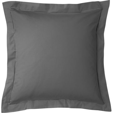 Taie d'oreiller percale de coton peigné "Julian" toutes dimensions Coton Pur - Julian Ardoise - Taie d'oreiller 65 x 65 cm finition points bourdon