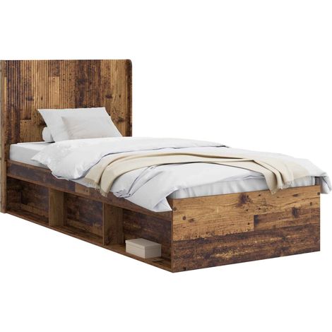 Bed Frame with Storage and Headboard Old Wood 75 x 190 cm vidaXL (1/5)