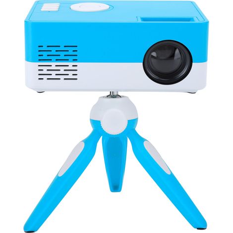 Projecteur LED Portable Mini Cinéma Maison avec Lecteur USB/SD et Alimentation Universelle - Blanc Bleu, Prise Européenne