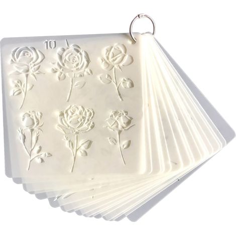 Pochoir Fleurs - 20 Pièces - En Plastique PET Écologique - Pour Peinture sur Bois, Mur, Toile, Tissu - 15 x 15 cm (1/5)