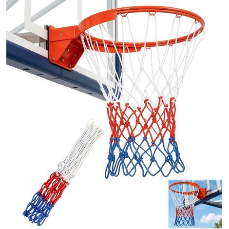 2 filets de basket-ball résistants, filet de remplacement pour panier standard, conçu pour intérieur et extérieur, en nylon durable, anti-fouet, facile à installer, adapté à toutes les conditions mété (1/5)