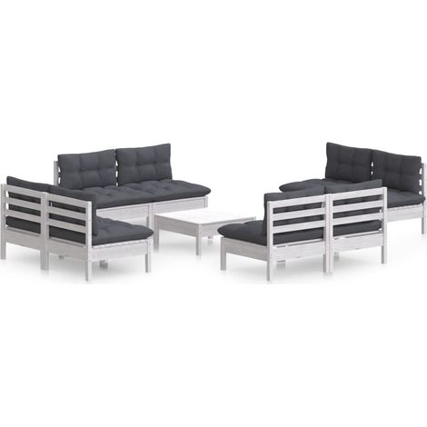 Maison Exclusive - Muebles de jardín 9 pzas con cojines antracita (1/5)