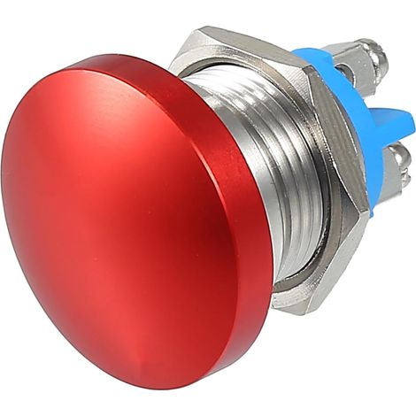 Bouton Poussoir Momentané 16mm Métal Rouge 1pc Étanche (1/5)