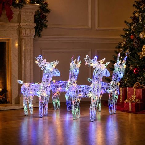vidaXL Christmas Reindeers 4 pcs Multicolour 160 LEDs Acrylic (1/5)