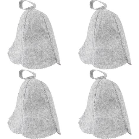 Lot de 4 bonnets de sauna en feutre pour sauna, hammam et bain chaud. Protection simple pour la tête. (1/4)