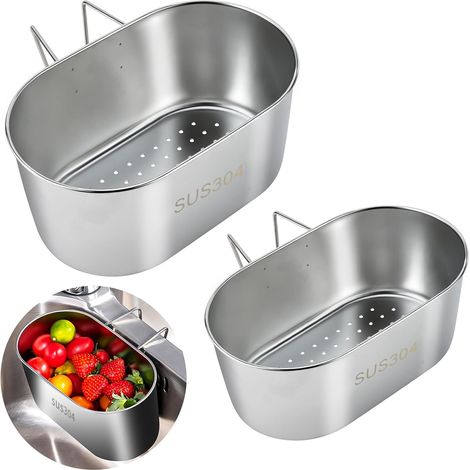 2 Pièces Paniers d'Évier De Cuisine, Paniers d'Évier en Acier Inoxydable, Paniers d'Évier Triangulaires, Filtre d'Évier Suspendu