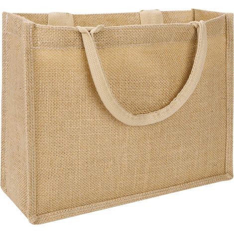 Cabas en Toile de Jute Naturel avec Poignées - Fourre-tout Réutilisable, Pliable pour Courses - Sac Cadeau en Lin pour Rangement et Provisions (1/5)