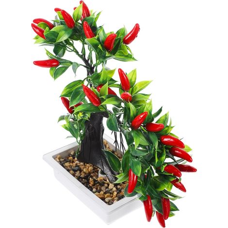 Piment Décorative Petite Plante Artificielle Plante Artificielle en Plastique Élégante et Solide Apparence Réaliste pour Décoration Intérieure Bureau Cuisine (1/5)